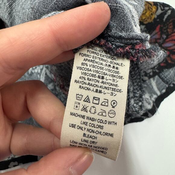 Free People Dress Womens Small Black Floral Smooth Talker Tunic Open Back Boho - Picture 5 of 9